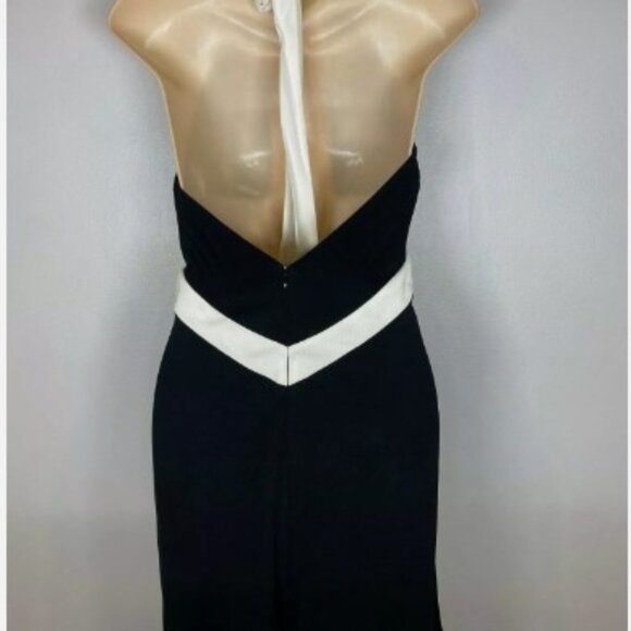 Bebe Sleeveless Black/Brown Halter Neck Cocktail Dress Sz.S - Picture 3 of 3